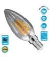 GLOBOSTAR® CANDLE 99061 Λάμπα Κεράκι E14 C35 LED 4W 400lm 360° AC 220-240V IP20 Θερμό Λευκό 2700K Dimmable - Filament Chip - Μαύρο Φιμέ - Μ3.5 x Π3.5 x Υ9.8cm - 3 Χρόνια Εγγύηση